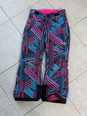 The North Face Multicolor Geometric Ski Pants Black Snow Pants, Size 10 Girls